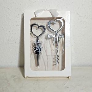 NIB Mr. & Mrs. Bottle Stopper & Cork Screw Gift Set